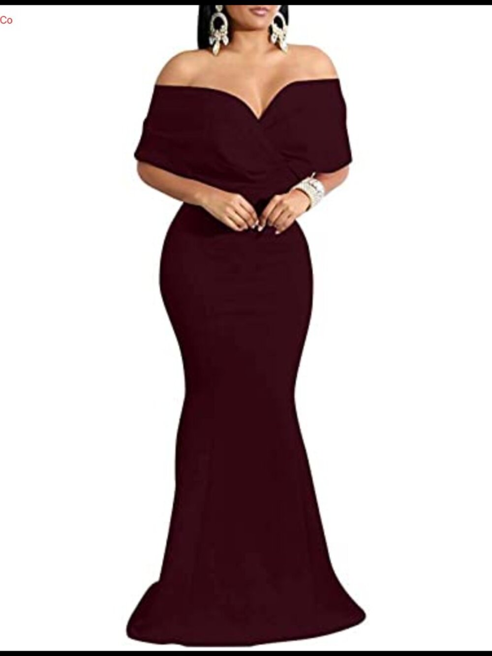 Off Shoulder Mermaid Evening Gown Long Sleeve Formal Dress